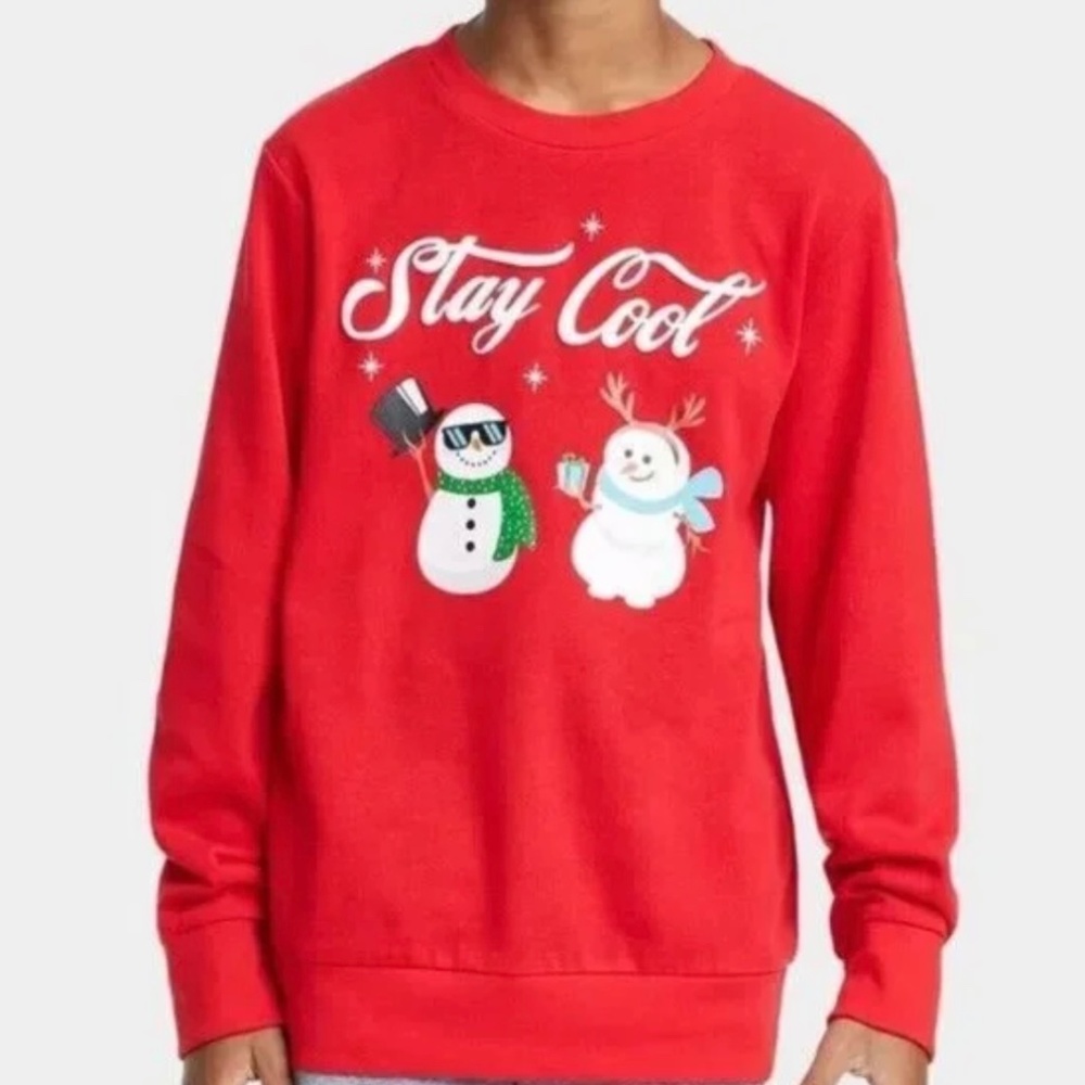 Mad Engine Youth Boys' Red 'Stay Cool' Snowman Printed Sweatshirt Size small